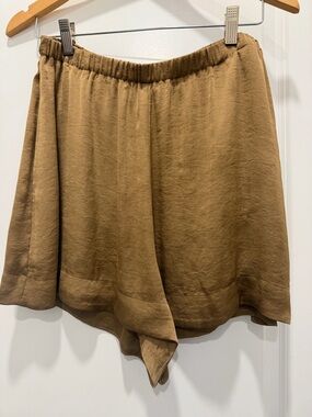 Women’s Vince Timber Brown Elastic Waist Pull-On Silk Shorts
